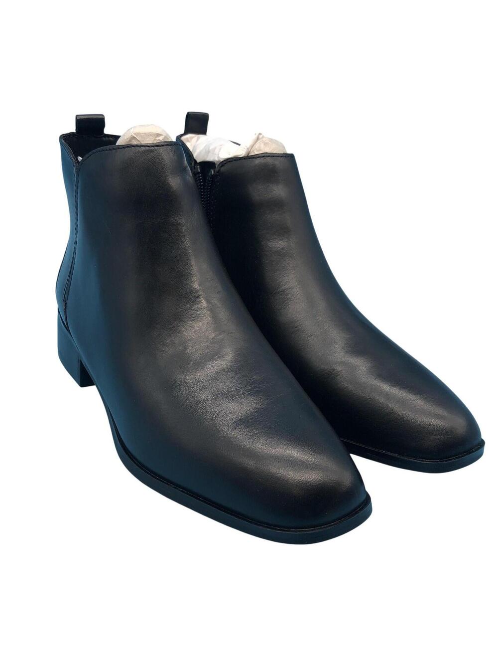 Aldo Boots Womens Size 7 Black Ankle Zip Low Block Heel Bootie Square Toe